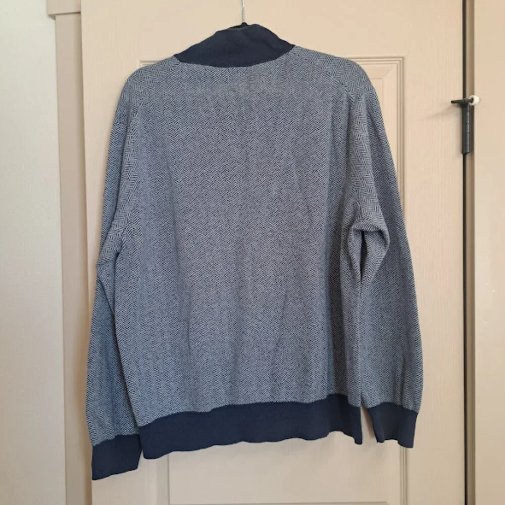 J‎ CREW QUARTER ZIP SWEATER L/XL 100% COTTON BLUE